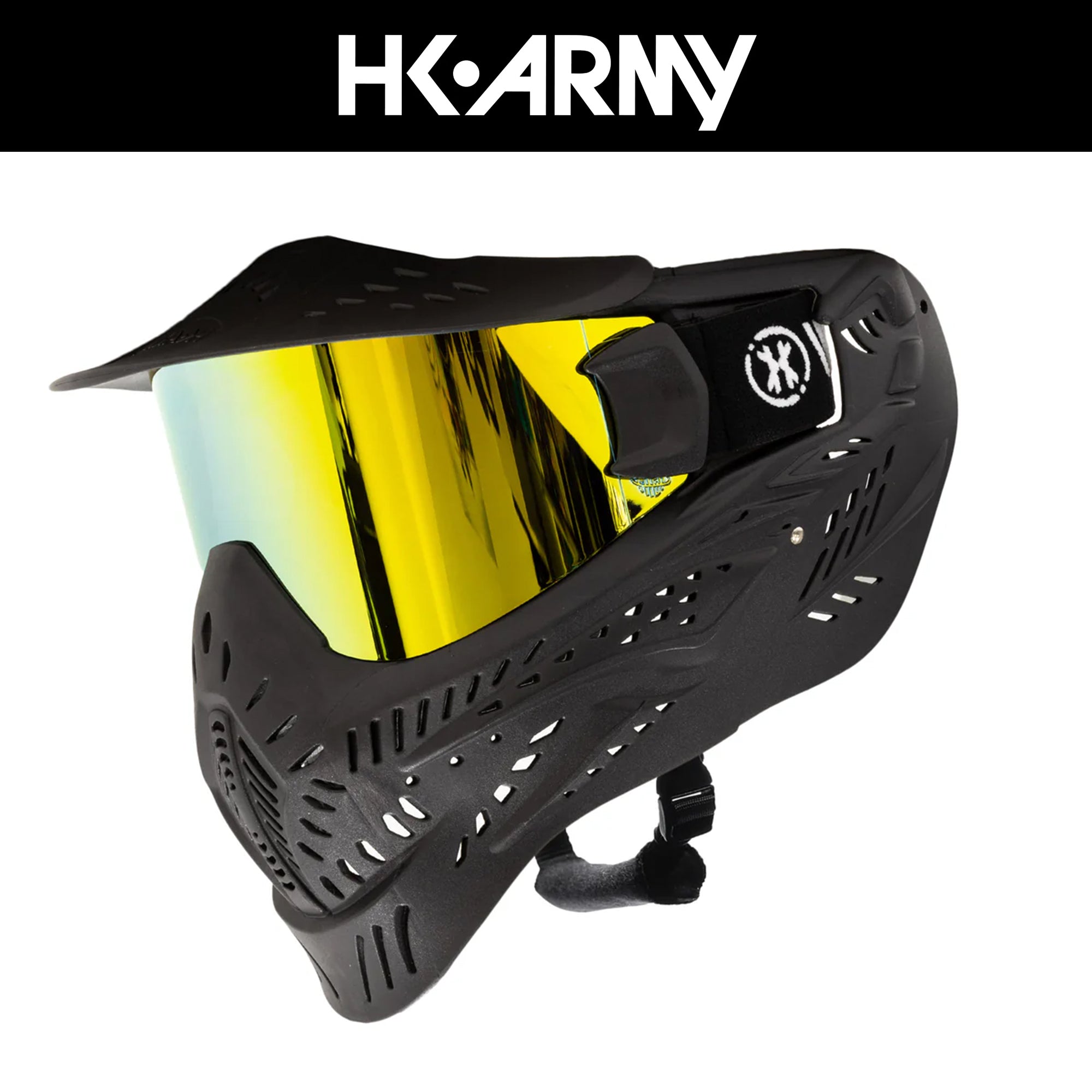 HK Army HSTL Goggle - Black w/ Gold Thermal Lens フェイスガード【ブラック/ゴールドレンズ】