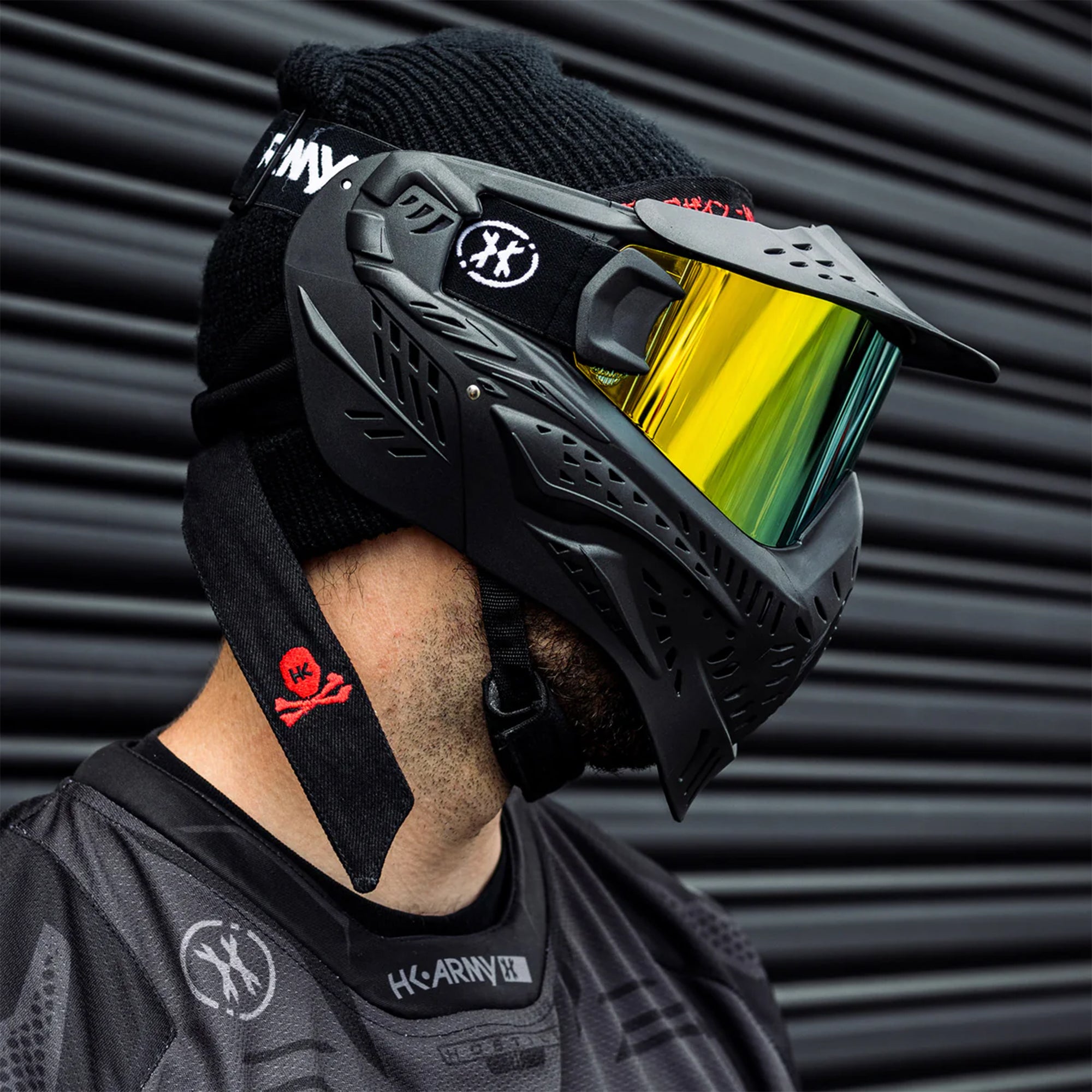 HK Army HSTL Goggle - Black w/ Gold Thermal Lens フェイスガード【ブラック/ゴールドレンズ】