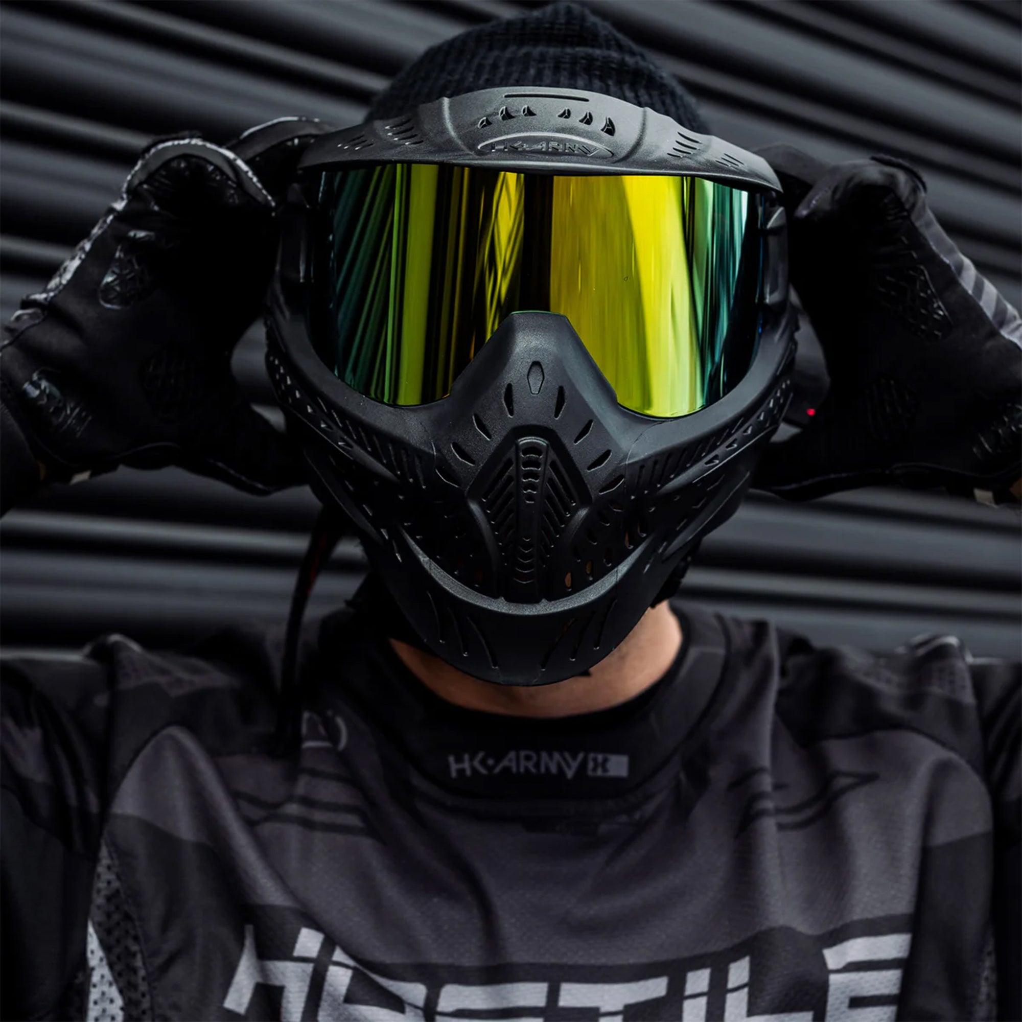 HK Army HSTL Goggle - Black w/ Gold Thermal Lens フェイスガード【ブラック/ゴールドレンズ】