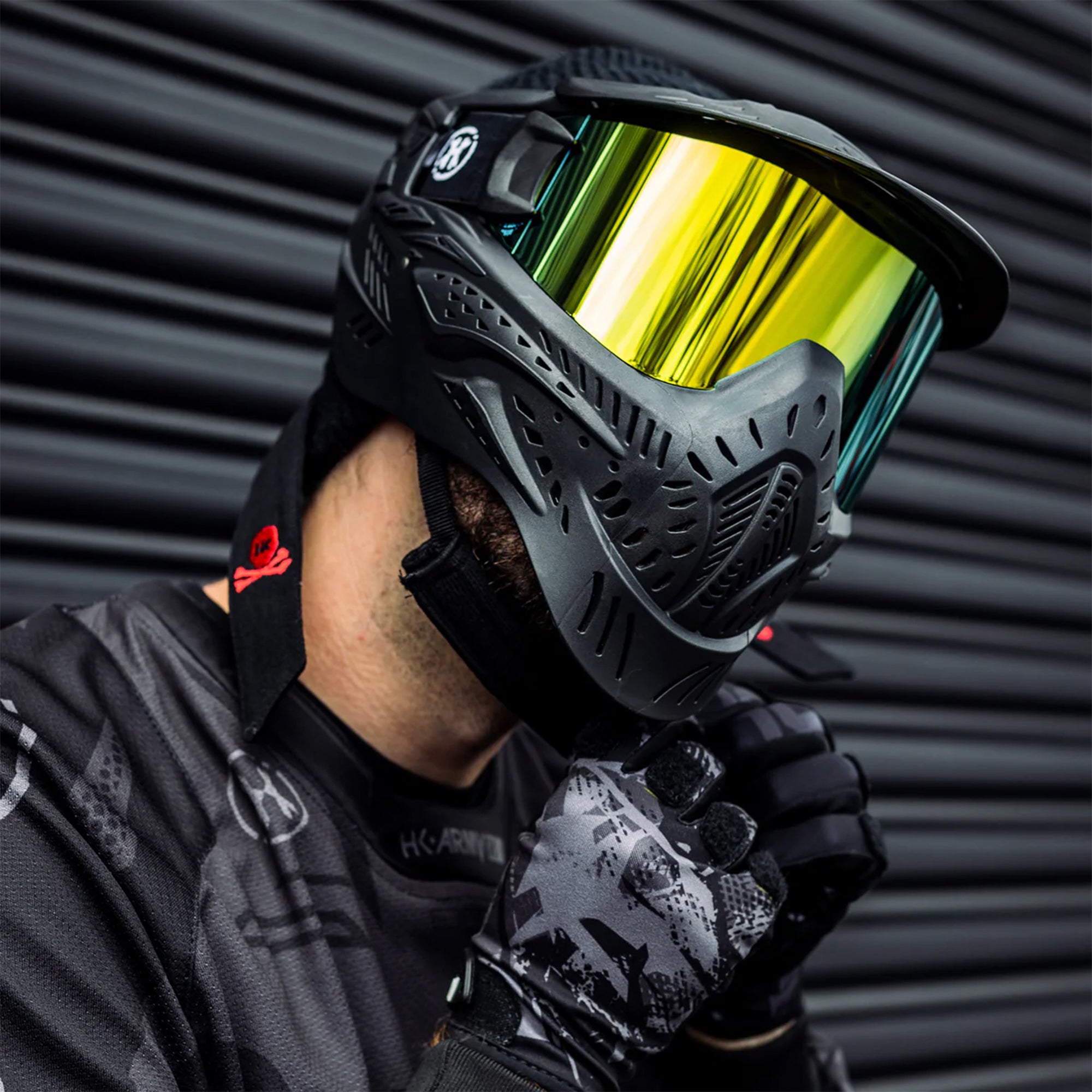 HK Army HSTL Goggle - Black w/ Gold Thermal Lens フェイスガード【ブラック/ゴールドレンズ】