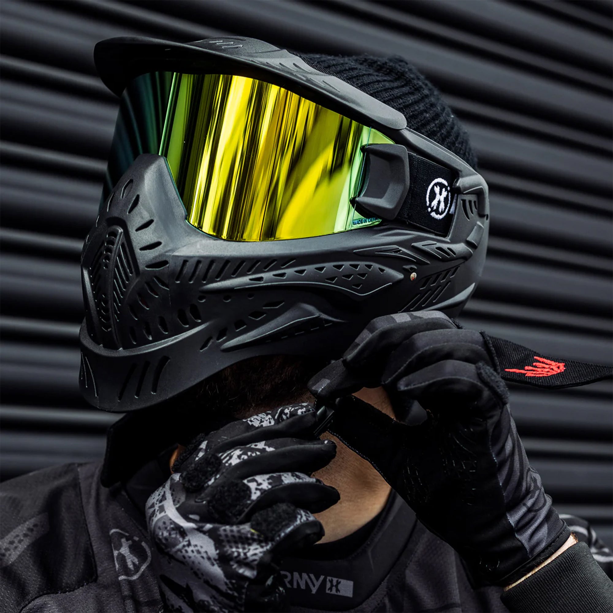 HK Army HSTL Goggle - Black w/ Gold Thermal Lens フェイスガード【ブラック/ゴールドレンズ】