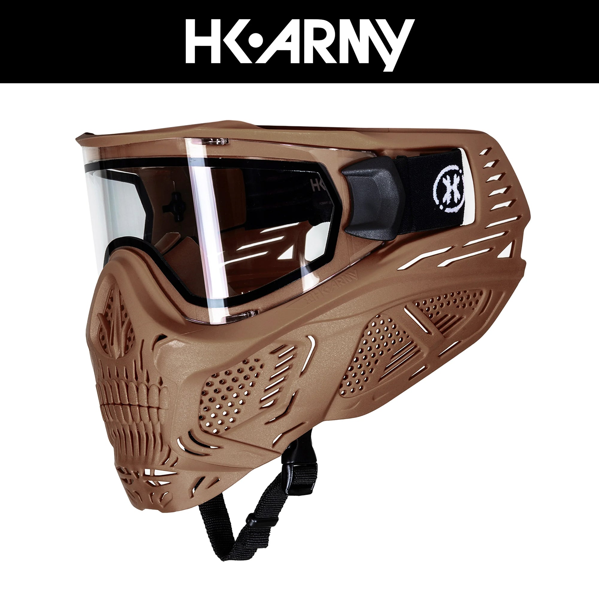 HK Army HSTL Skull Goggle - Tan w/ Clear Lens フェイスガード【タン/クリアレンズ】