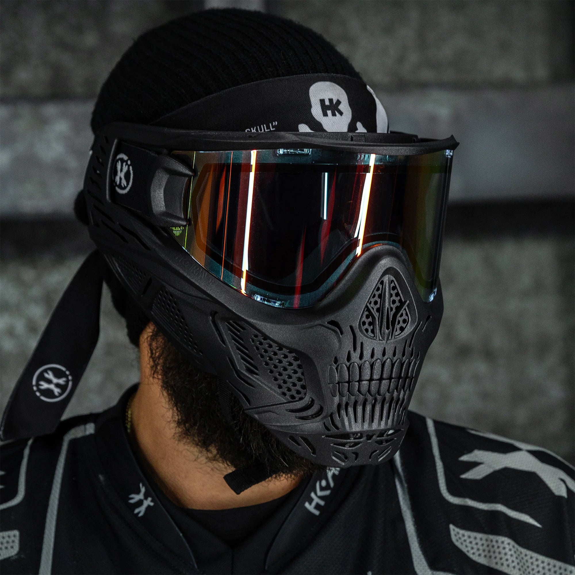 HK Army HSTL Skull Goggle "Death" - Black w/ Fire Lens フェイスガード【ブラック/ファイヤーレンズ】
