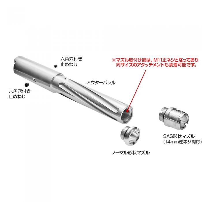 Carbon8(カーボネイト) CO2 M45 CQP/DOC用 ノンリコイル 2WAY アウターバレル