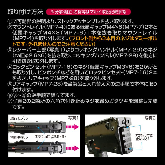 東京マルイ MP7 ピカティニーリアストックベース [NINE BALL/ナインボール]
