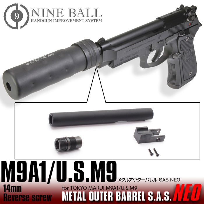 NINE BALL 東京マルイ M9A1/US.M9 メタルアウターバレルSAS NEO[14mm逆