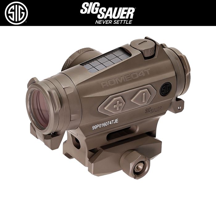 SIG SAUER ROMEO4T ダットサイト(BALLISTIC CIRCLE DOTレティクル) ソーラー 六角ボルトマウント スペーサー付き 【FDE】 SOR43131