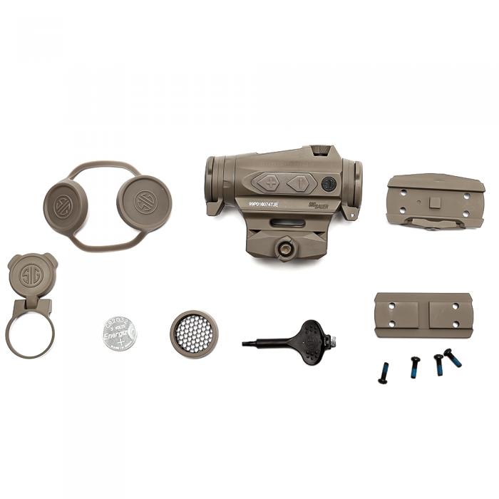 SIG SAUER ROMEO4T ダットサイト(BALLISTIC CIRCLE DOTレティクル) ソーラー 六角ボルトマウント スペーサー付き 【FDE】 SOR43131