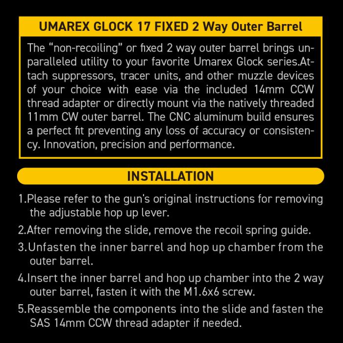 UMAREX GLOCK17 "2 Way Fixed" Non-Recoiling Outer Barrel