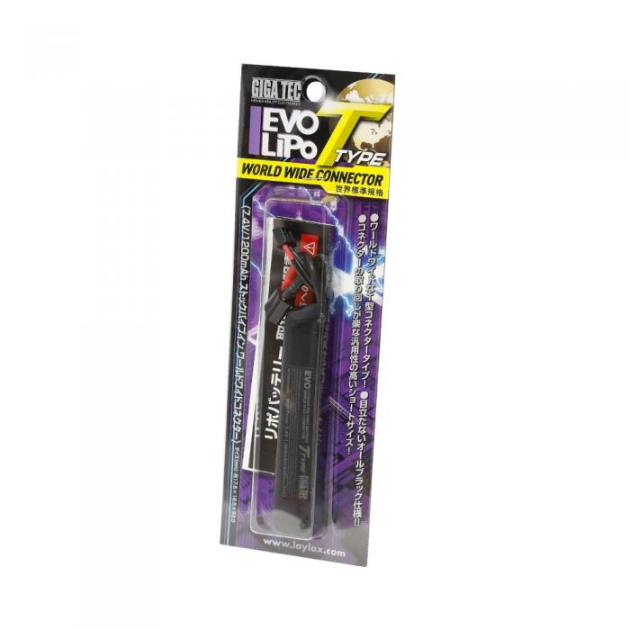 EVO Lipoic Battery 7.4V/1200mah for Stock Pipe-In type WORLD WIDE CONNECTOR(T-PLUG)(Kriss Vector &M4 Series Stock Pipe Compatible)