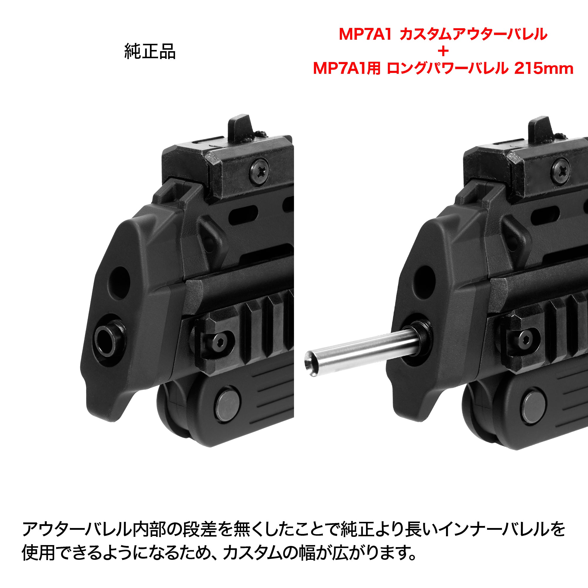 Tokyo Marui MP7A1 Custom Outer Barrel with Short SAS (14mm Reverse Thread Adapter) [NINEBALL]