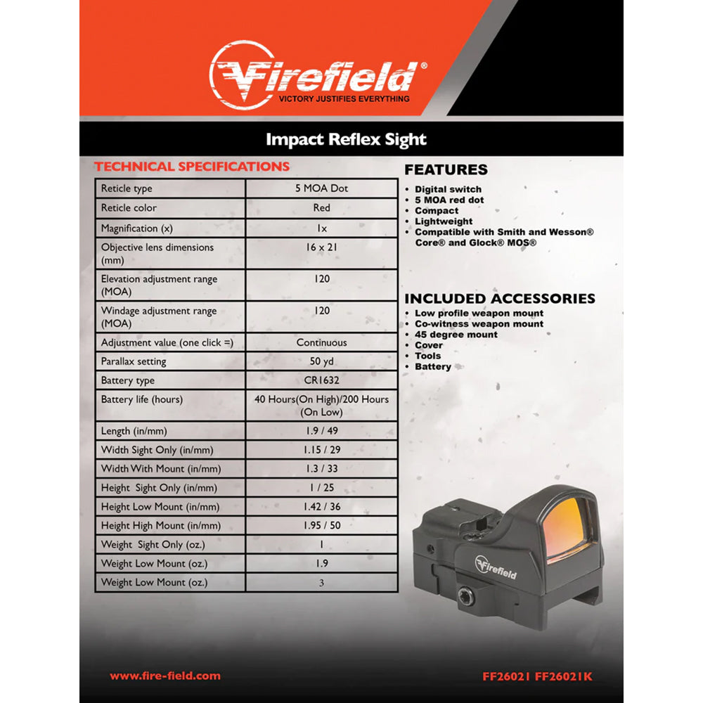 Firefield Impact Mini Reflex Sight リフレックスサイト FF26021-Box