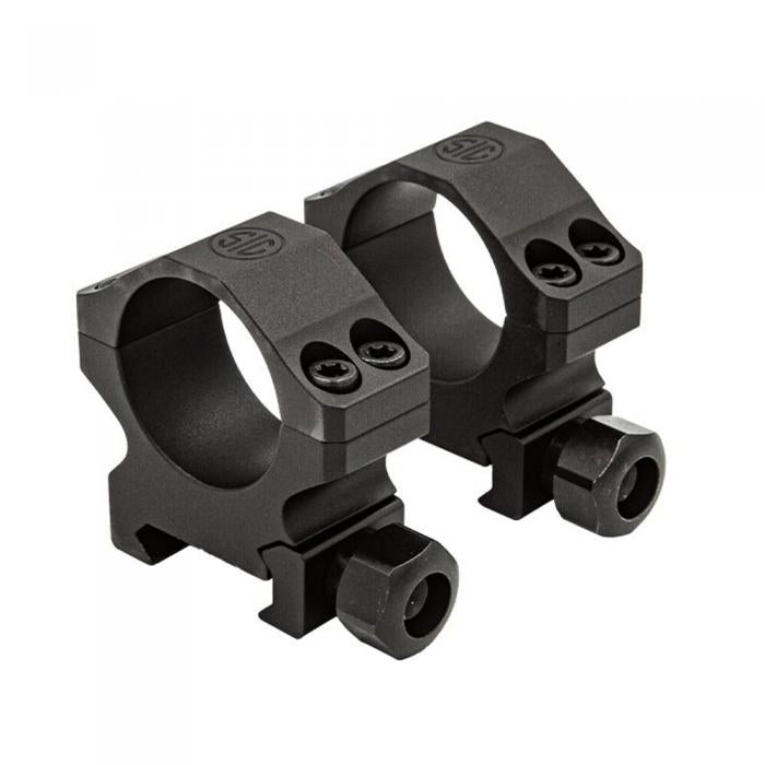 ALPHA1 SCOPE RINGS, 30MM, LOW PROFILE 0.85 IN. , ALUM, SIG HUNTING, COMPLETE SET, MATTE BLK