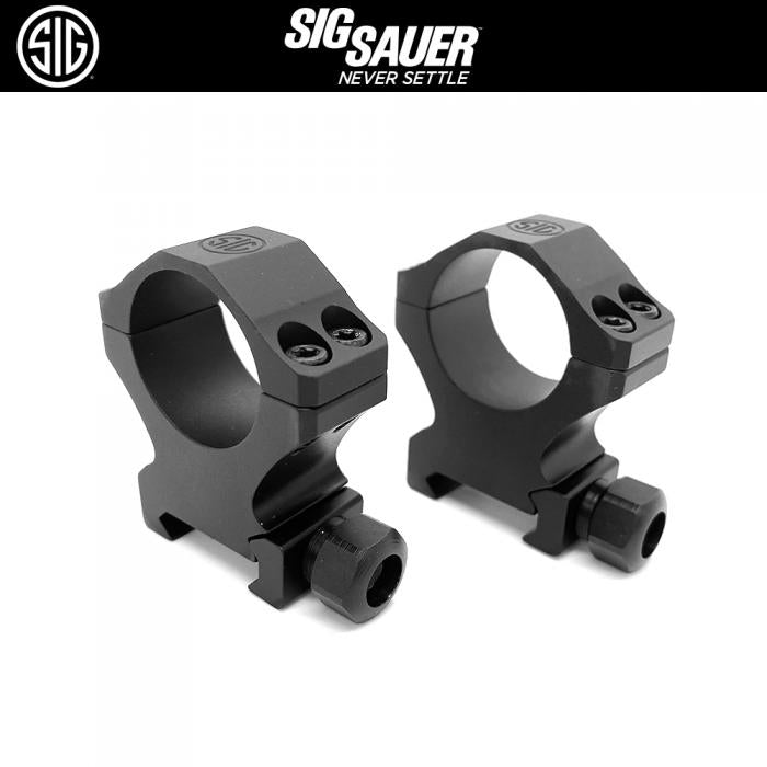 ALPHA1 SCOPE RINGS, 1INCH, HIGH PROFILE 1.12 IN., ALUM, SIG HUNTING, COMPLETE SET, MATTE BLK