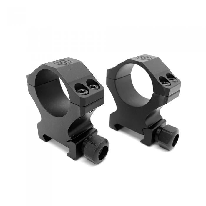ALPHA1 SCOPE RINGS, 1INCH, HIGH PROFILE 1.12 IN., ALUM, SIG HUNTING, COMPLETE SET, MATTE BLK