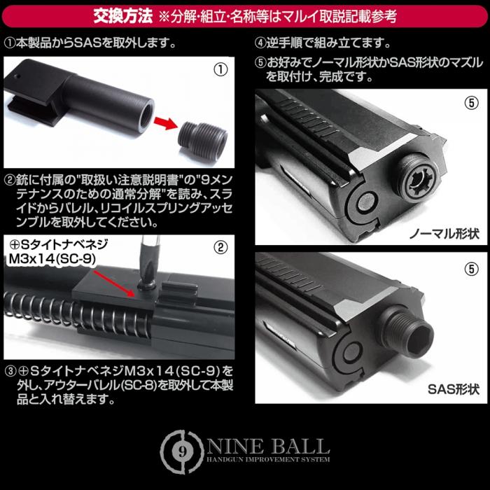 SOCOM Mk23 メタルアウターバレルSAS [NINE BALL/ナインボール