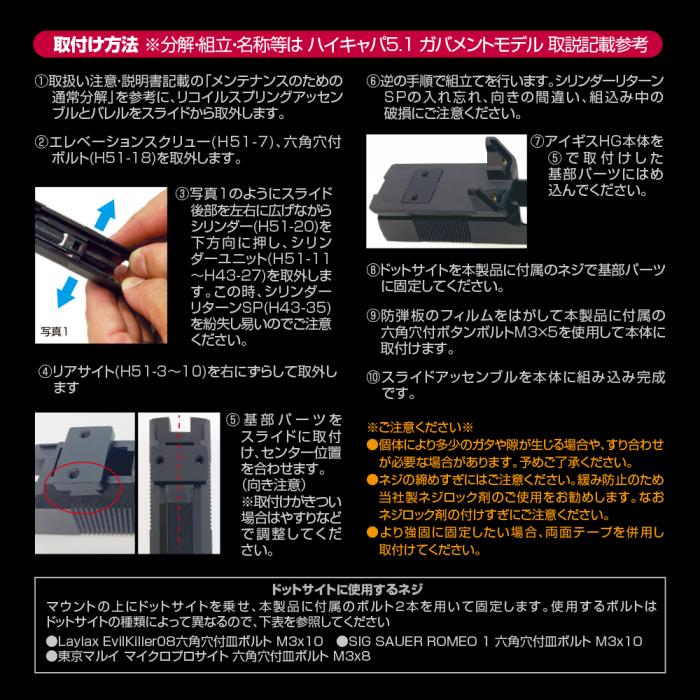 NINEBALL ハイキャパ5.1 (Hi-CAPA5.1) ダイレクトマウント アイギスHG